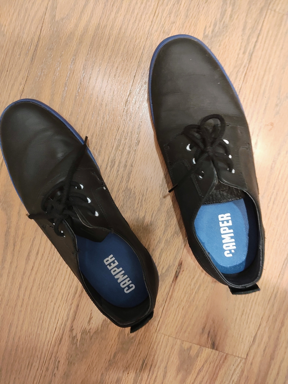 Camper Men's Black Casual Lace-Up Shoes with Blue Insole